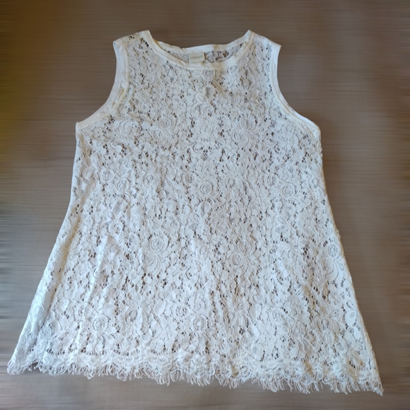 Chico's Tops - Chicos Tank Top Womens 1 Medium M White Sleeveless Shirt Stretch Blouse Lace